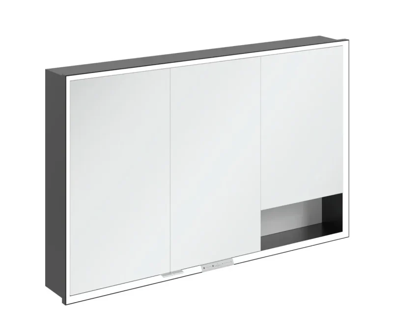 Villeroy & Boch My View+ - spoguļskapītis ar LED apgaismojumu 120x75x17 cm, 3 durvis, Brillantbalts/Mattmelns B48212VE
