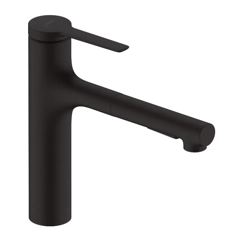 Hansgrohe Zesis M33 - virtuves izlietnes maisītājs ar izvelkamu dušu, sBox, matēti melns 74823670