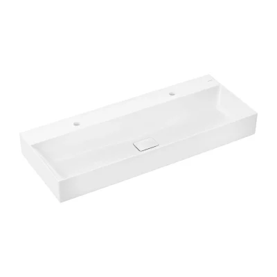 Hansgrohe Xevolos E - dubultā izlietne 120x48 cm, bez pārplūdes, 2 caurumi jaucējkrānam, SmartClean, balta 61104450