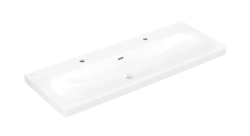 Villeroy & Boch Skyla - izlietne 120 x 46 cm, ar pārplūdi, 2 caurumi maisītājam, Alpu balts 5A51C401