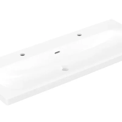 Villeroy & Boch Skyla - izlietne 120x46 cm, ar pārplūdi, 2 caurumi maisītājam, CeramicPlus, Stone White 5A51C4RW