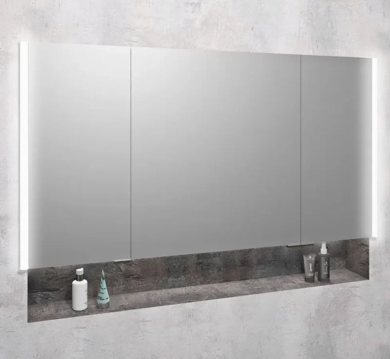 Sapho Integra - iebūvējams spoguļskapis ar LED apgaismojumu, 126x70 cm, spoguļi/Titan-alumīnijs IN125