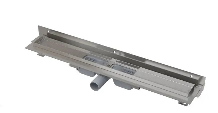 Alcadrain dušas notekas - dušas noteka Flexible Low 105 cm, ar regulējamu apkakli pie sienas, nerūsējošais tērauds APZ104-1050
