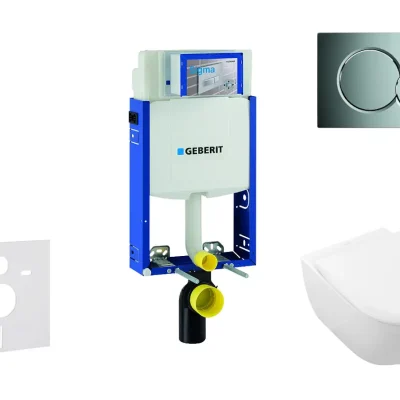 Geberit Kombifix - priekšsienas uzstādīšanas komplekts, WC ar sēdekli Subway 2.0, DirectFlush, SoftClose, CeramicPlus, vadības plate Sigma01, spīdīgs hroms 110.302.00.5 NI2