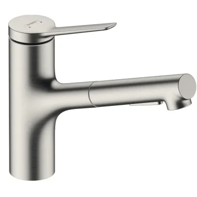 Hansgrohe Zesis M33 - virtuves izlietnes maisītājs ar izvelkamu dušu, nerūsējošā tērauda izskats 74820800
