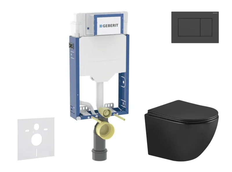 Geberit Kombifix - komplekts priekšsienas elements, WC Oudee ar SoftClose sēdekli un Sigma20 vadības plati, melns matēts/melns SANI15CA5503