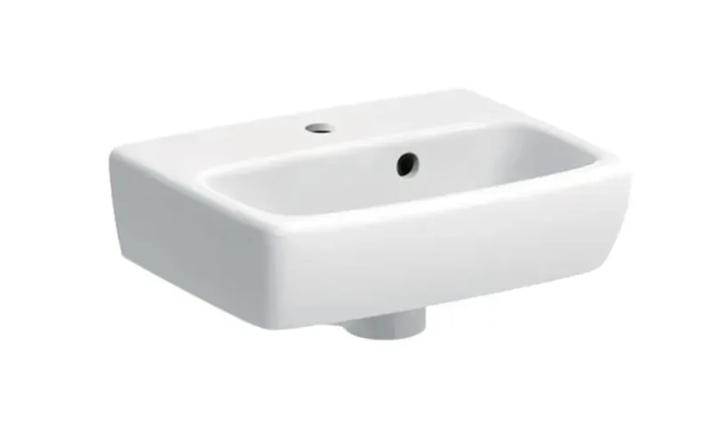 Geberit Selnova Square - rokas izlietne 63x28 cm, ar 1 jaucējkrāna caurumu, asimetriska pārplūde, balta 500.316.01.7
