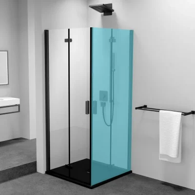 Polysan Zoom Line - pivot tipa dušas durvis 90 cm, matēti melns/caurspīdīgs stikls ZL4915BL