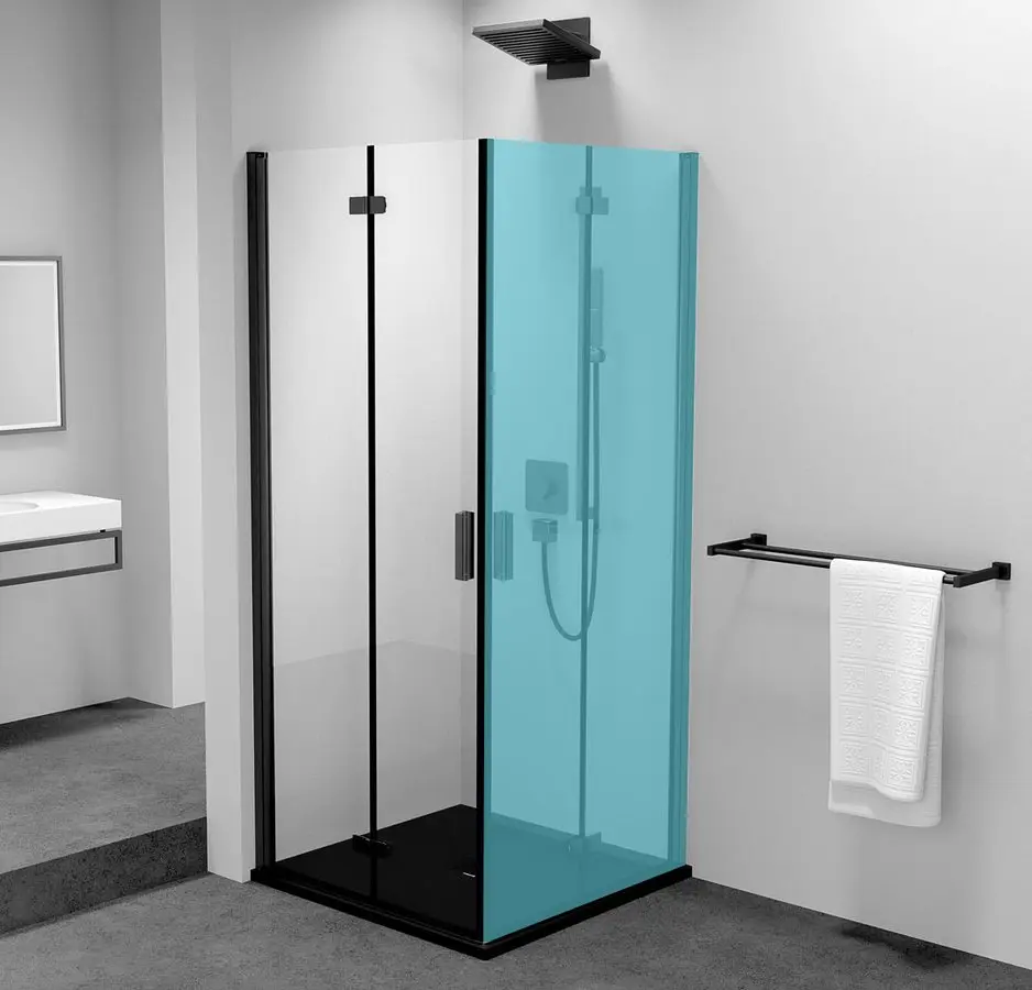 Polysan Zoom Line - pivot tipa dušas durvis 90 cm, matēti melns/caurspīdīgs stikls ZL4915BL