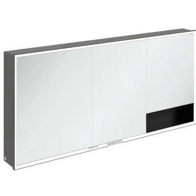 Villeroy & Boch My View+ - spoguļskapītis ar LED apgaismojumu 160x75x17 cm, 3 durvis, matēti melns B4811600