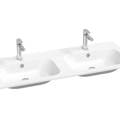 Ravak hromse Slim - divvietīga izlietne 120x49 cm, ar pārplūdi, 2 caurumiem jaucējkrānam, balta XJG01112001