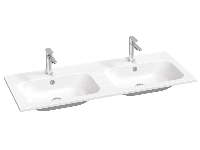 Ravak hromse Slim - divvietīga izlietne 120x49 cm, ar pārplūdi, 2 caurumiem jaucējkrānam, balta XJG01112001