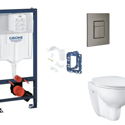 Grohe Rapid SL - komplekts priekšsienas elements, WC ar SoftClose sēdekli, vadības plati Skate Cosmopolitan un Fresh pārveidošanas komplektu, Hard Graphite birstēts SANI11BB5134