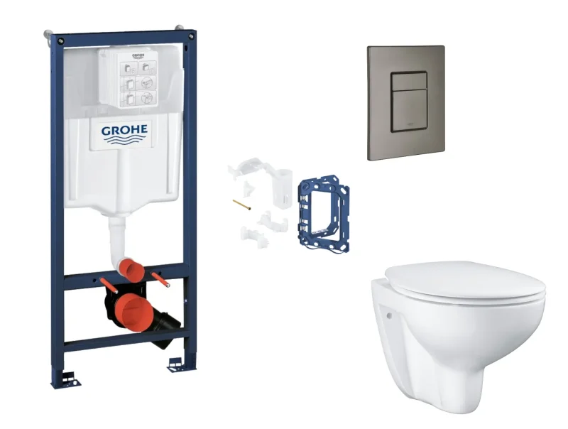 Grohe Rapid SL - komplekts priekšsienas elements, WC ar SoftClose sēdekli, vadības plati Skate Cosmopolitan un Fresh pārveidošanas komplektu, Hard Graphite birstēts SANI11BB5134