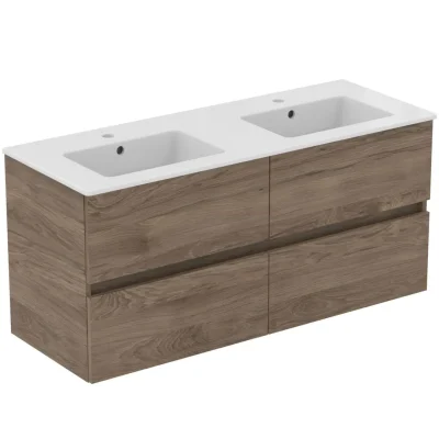 Ideal Standard Eurovit+ - dubultizlietne ar zemizlietnes skapi, 55x120x44 cm, 4 atvilktnes, valrieksts R0577Y9