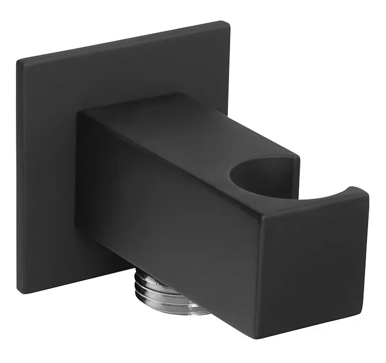 Sapho Accessoires - sienas pieslēguma līkums ar turētāju, kantains, matēti melns SG303NE