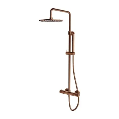 OMNIRES Contour - dušas komplekts ar termostatu, diametrs 25 cm, birstēts varš CT8044CPB