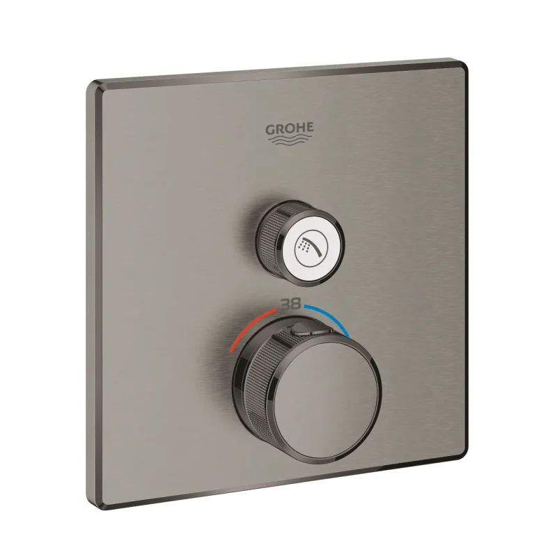 Grohe Grohtherm SmartControl - termostata dušas maisītājs - zemapmetuma ar 1 noslēgvārstu, Hard Graphite birstēts 29123AL0