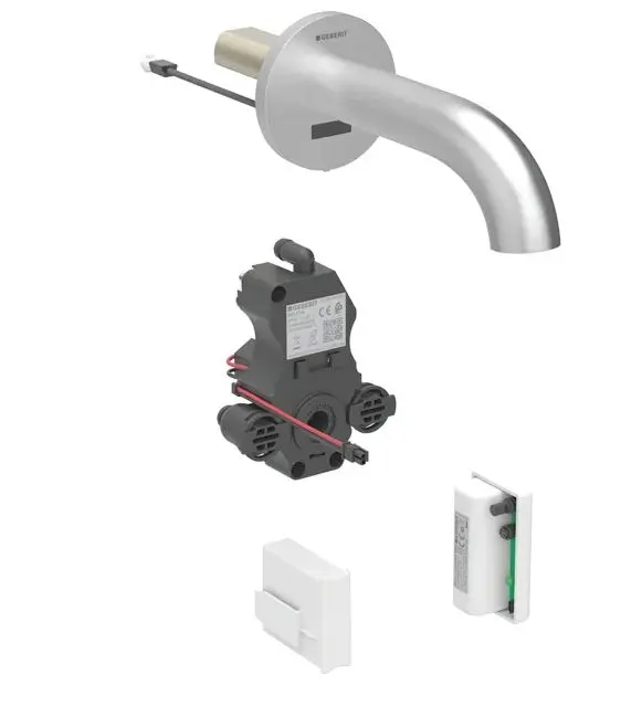 Geberit Piave - elektronisks izlietnes vārsts zemapmetuma, ģeneratora darbība, easy to clean, birstēts nerūsējošais tērauds 116.265.SN.1