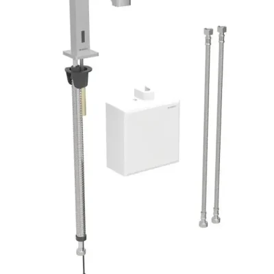 Geberit Brenta - elektronisks termostata izlietnes maisītājs, darbība ar baterijām, easy to clean, birstēts nerūsējošais tērauds 116.178.SN.1