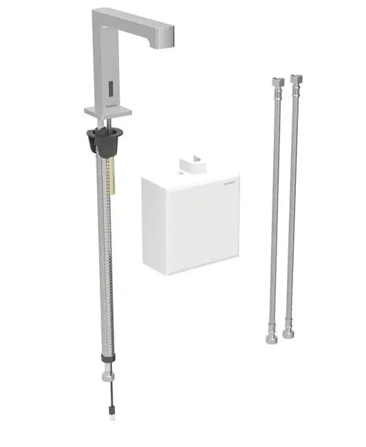 Geberit Brenta - elektronisks termostata izlietnes maisītājs, darbība ar baterijām, easy to clean, birstēts nerūsējošais tērauds 116.178.SN.1