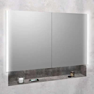 Sapho Integra - spoguļskapis ar LED apgaismojumu, 106x70x17 cm, iebūvējams, titāna alumīnijs IN105