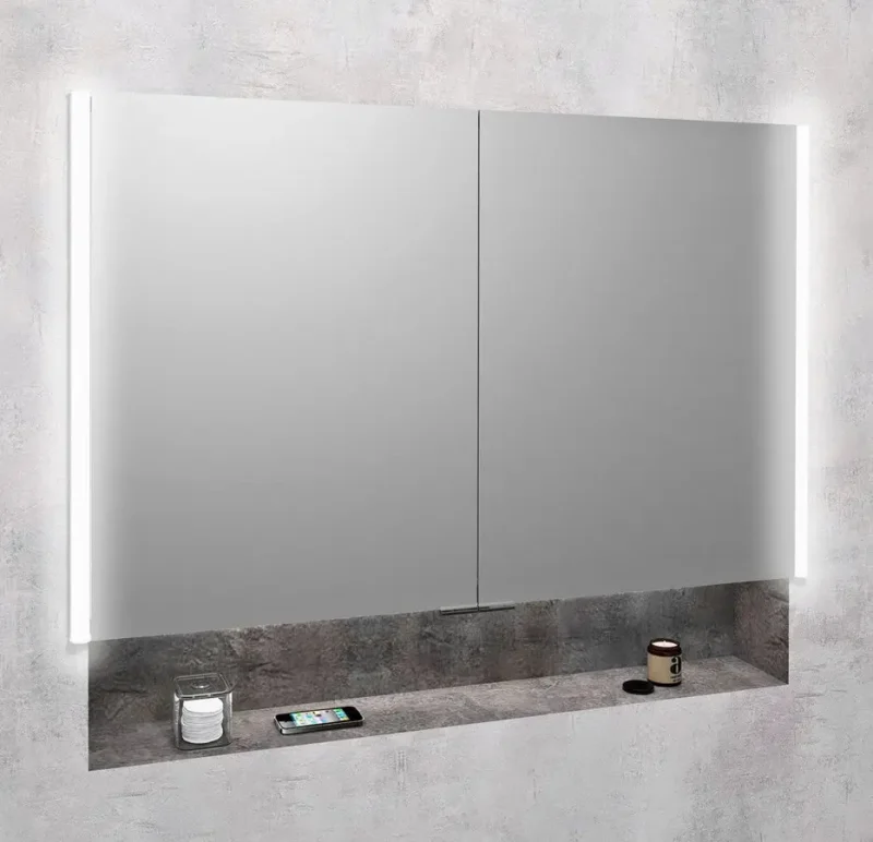 Sapho Integra - spoguļskapis ar LED apgaismojumu, 106x70x17 cm, iebūvējams, titāna alumīnijs IN105