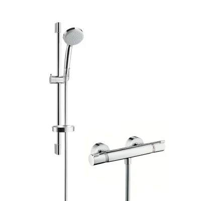 Hansgrohe Croma 100 - dušas komplekts Vario ar termostata maisītāju, 3 strūklas, EcoSmart 9 l/min, hromēts 27032000