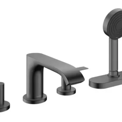 Hansgrohe Vivenis - vannas malas maisītājs, 4 caurumu montāža, sBox, birstēts melns hroms 75444340