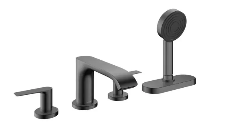 Hansgrohe Vivenis - vannas malas maisītājs, 4 caurumu montāža, sBox, birstēts melns hroms 75444340