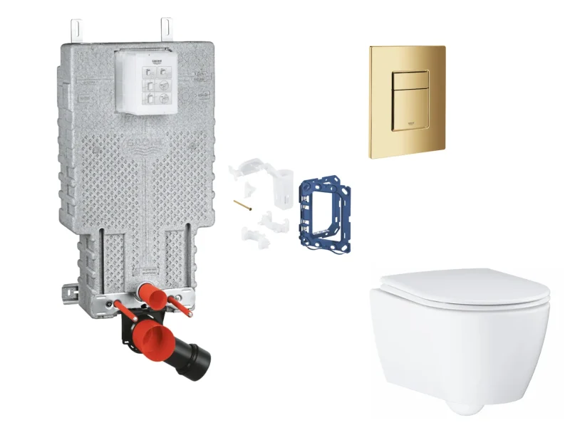 Grohe Uniset - komplekts priekšsienas elements, WC ar SoftClose sēdekli, vadības plate Skate Cosmopolitan un Fresh pārveidošanas komplekts, Cool Sunrise SANI15BB4131