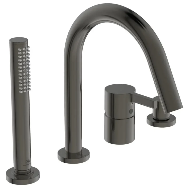 Ideal Standard Joy - vannas maisītājs, montāžai uz vannas malas, 4 caurumi, Magnetic Grey BC789A5
