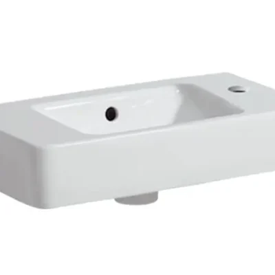 Geberit Selnova - izlietne 50x25 cm, ar pārplūdi, 1 jaucējkrāna caurumu labajā pusē, balta 501.507.00.7