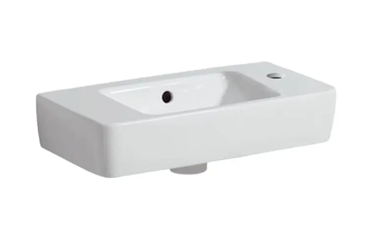 Geberit Selnova - izlietne 50x25 cm, ar pārplūdi, 1 jaucējkrāna caurumu labajā pusē, balta 501.507.00.7