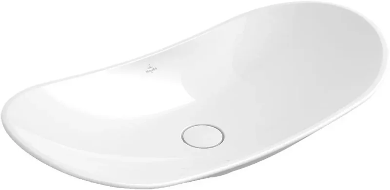 Villeroy & Boch My Nature - uzliekamā izlietne, bez jaucējkrāna cauruma, 81x41 cm, balta, bez pārplūdes, ar Ceramicplus 411080R1
