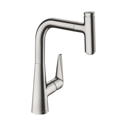 Hansgrohe Talis Select M51 - virtuves izlietnes vienas sviras maisītājs 220 ar izvelkamu izteku, nerūsējošais tērauds 72822800
