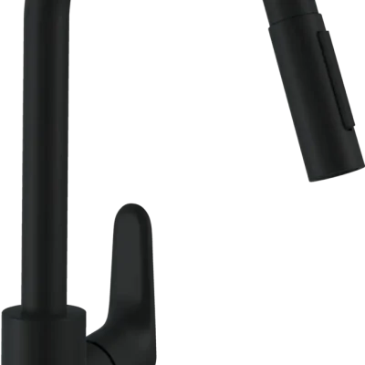 Hansgrohe Focus M41 - virtuves izlietnes maisītājs ar izvelkamu trauku dušu, matēti melns 31815670