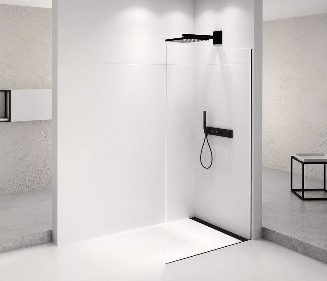Polysan Architex - dušas siena Walk-In, 96x210 cm, matēti melns/caurspīdīgs stikls AXB100CL