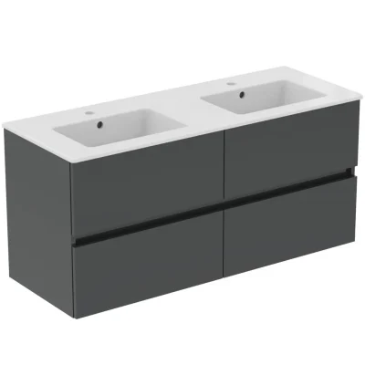 Ideal Standard Eurovit+ - dubultizlietne ar zemskapi, 55x120x44 cm, 4 atvilktnes, tumši pelēks R0577TI