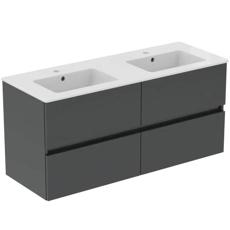 Ideal Standard Eurovit+ - dubultizlietne ar zemskapi, 55x120x44 cm, 4 atvilktnes, tumši pelēks R0577TI