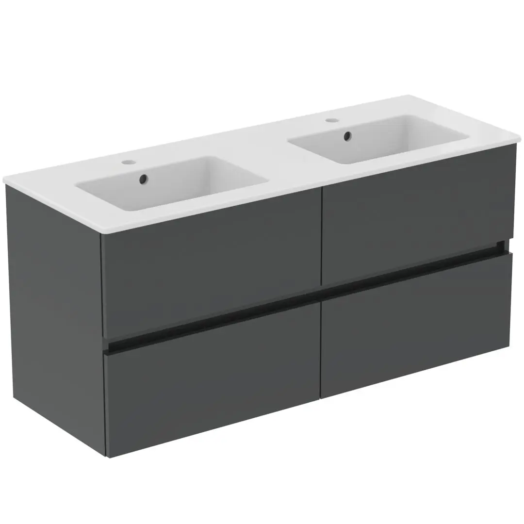 Ideal Standard Eurovit+ - dubultizlietne ar zemskapi, 55x120x44 cm, 4 atvilktnes, tumši pelēks R0577TI