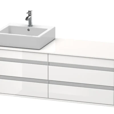 Duravit Ketho - izlietnes skapītis 50x140x55 cm, kreisais, ar 4 atvilktnēm, balts spīdīgs KT6657L2222