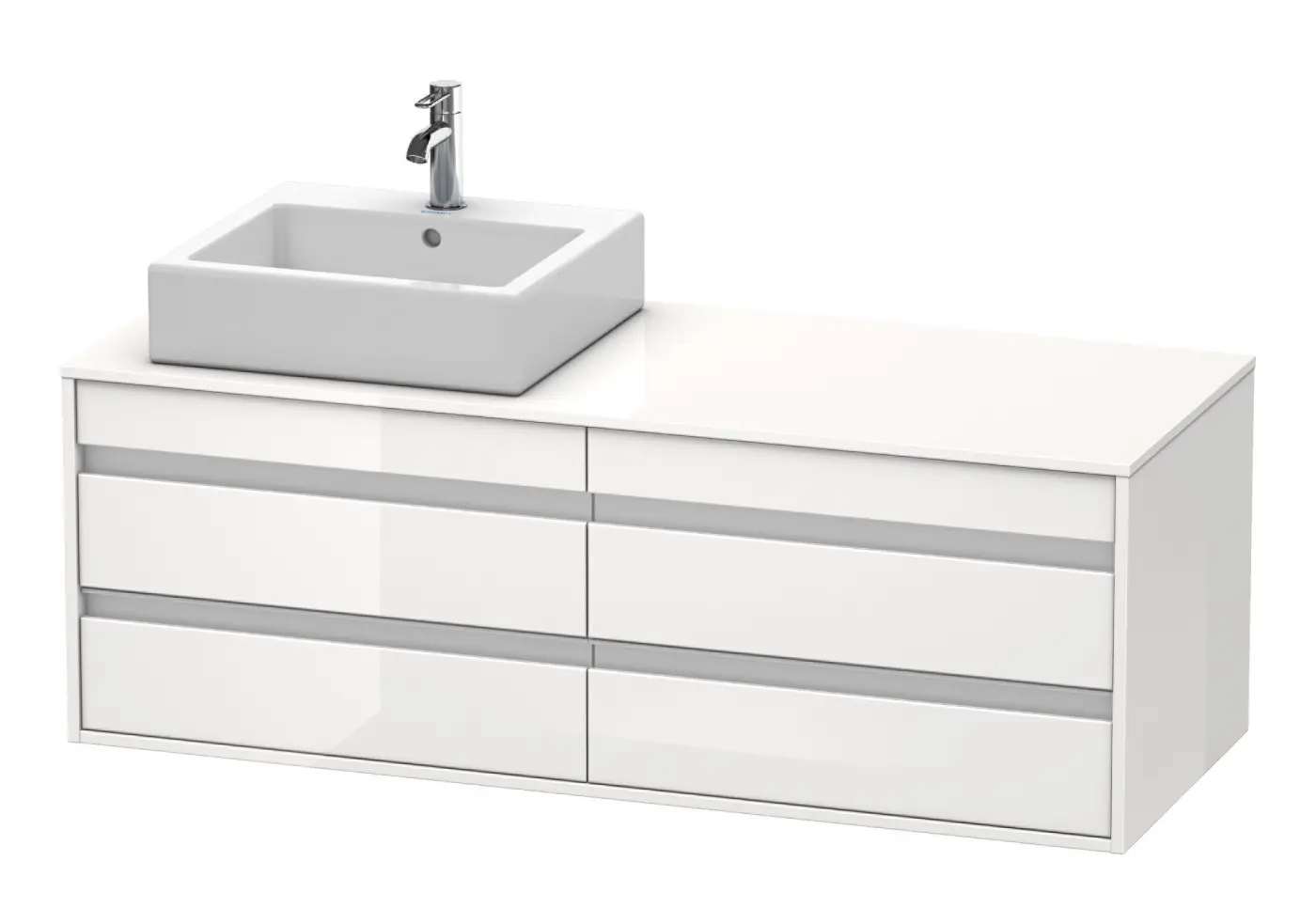 Duravit Ketho - izlietnes skapītis 50x140x55 cm, kreisais, ar 4 atvilktnēm, balts spīdīgs KT6657L2222