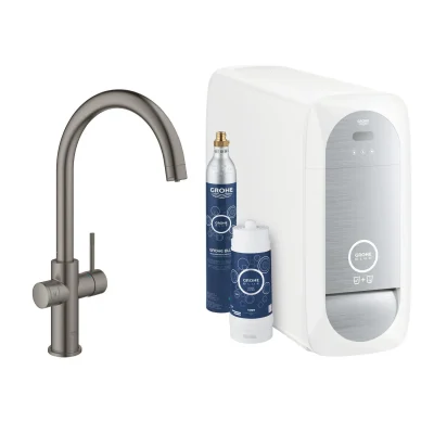 Grohe Blue Home - virtuves izlietnes maisītājs ar dzesēšanas iekārtu un ūdens filtru, matēts grafīts 31455AL1