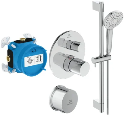 Ideal Standard CeraTherm - dušas komplekts ar zemapmetuma termostatu, ar iebūvējamo korpusu, 3 strūklas veidi, hroms A7598AA