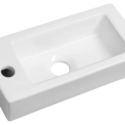 Sapho Small - roku mazgājamā izlietne 37x18 cm, bez pārplūdes, ar jaucējkrāna caurumu kreisajā pusē, balta AR496