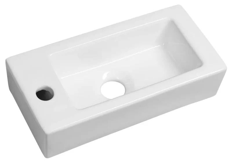Sapho Small - roku mazgājamā izlietne 37x18 cm, bez pārplūdes, ar jaucējkrāna caurumu kreisajā pusē, balta AR496