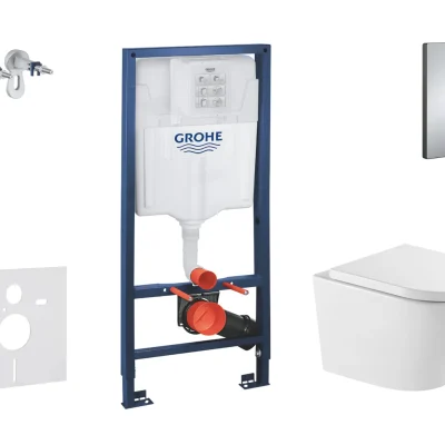 Grohe Rapid SL - komplekts ar priekšsienas elementu, Oudee WC un SoftClose sēdekli, Skate Cosmopolitan pogu, hroms SANI11BA1110