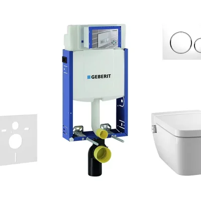 Geberit Kombifix - uzstādīšanas elements sienas WC ar vadības plati SIGMA20, balts/hroms spīdīgs + Tece One - dušas WC un WC sēdeklis, bez apmales, SoftClose 110.302.00.5 NT4