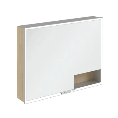 Villeroy & Boch My View+ - spoguļskapītis ar LED apgaismojumu 100x75x17 cm, 2 durvis, ziemeļu ozols/pelēks A48110VJ